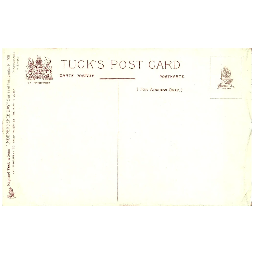 Little Girl & Boy Lighting Fireworks Vintage Patriotic Postcard