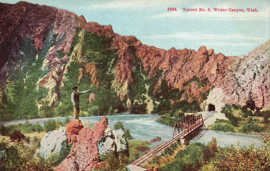 8324 Tunnel No 3 Weber Canyon Train Track Cave UT Utah Postcard