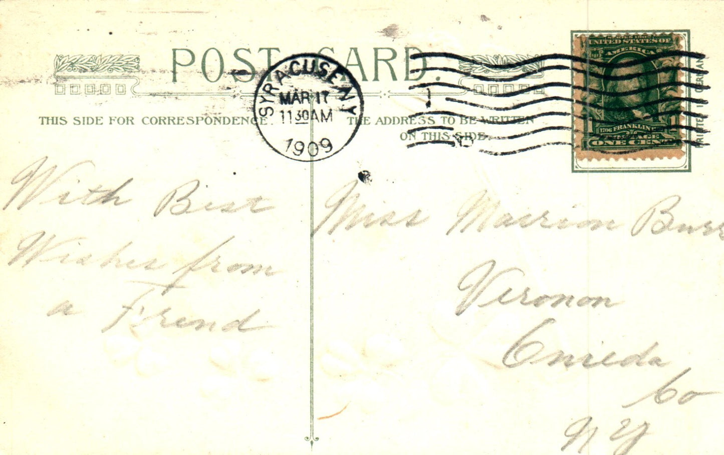 John Winsch St Pats Post Card Gold Embossed Harp Clovers Sheep