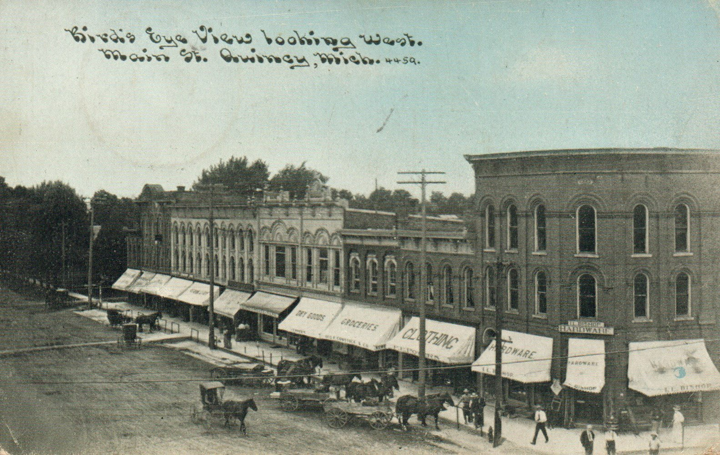 4459 Birds Eye View Looking West Main Street Quincy  Michigan Mich MI Postcard