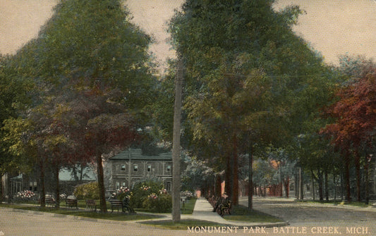 Monument Park Battle Creek Mich MI Michigan Postcard