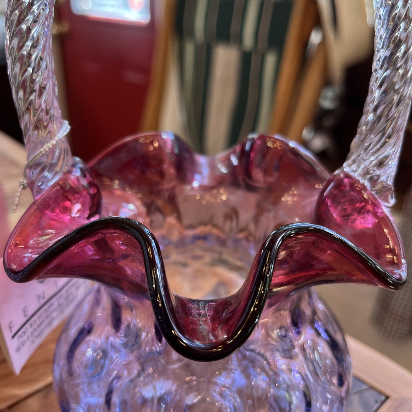 Fenton Mulberry Basket Cranberry To Purple To Blue 8 In High