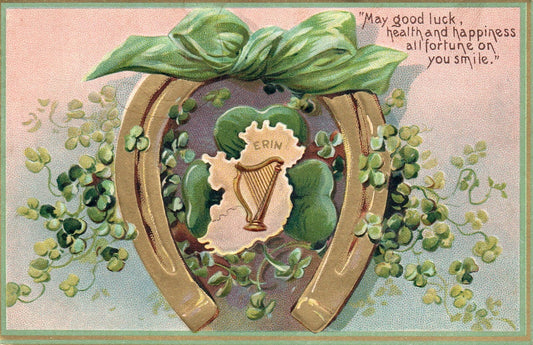 Gold Embossed Horseshoe Harp Clovers