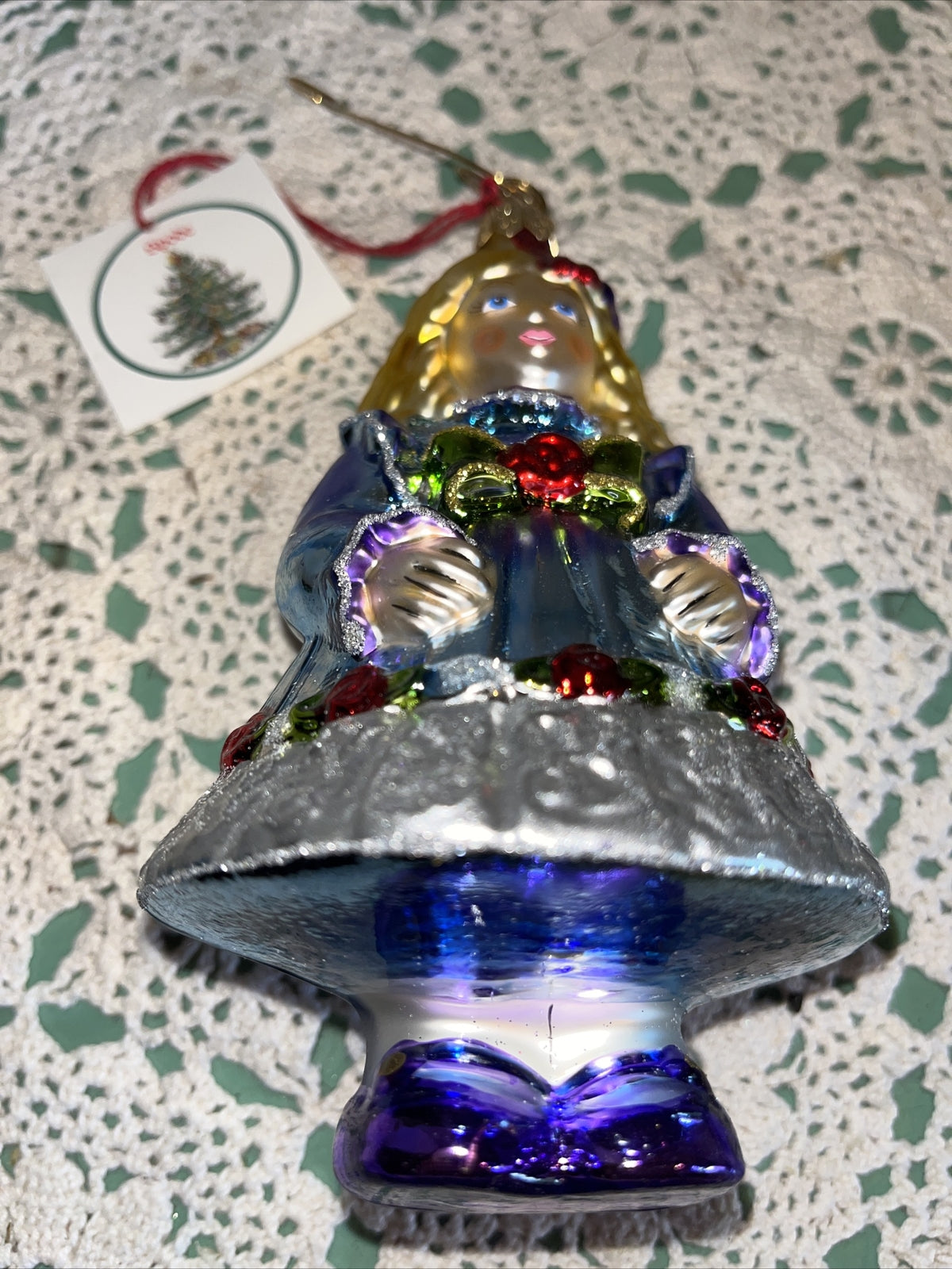 Vintage Spode Slavic Treasures Girl Doll Glass Christmas Ornament