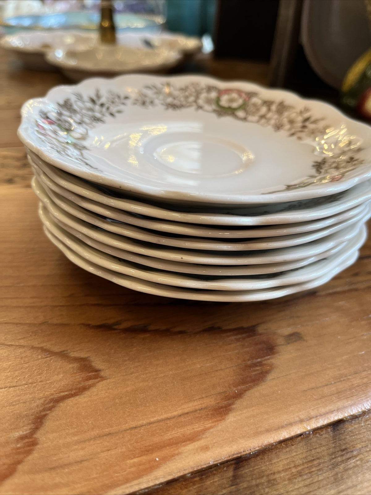 Beautiful 5.5” English Staffordshire China  Saucers (8)