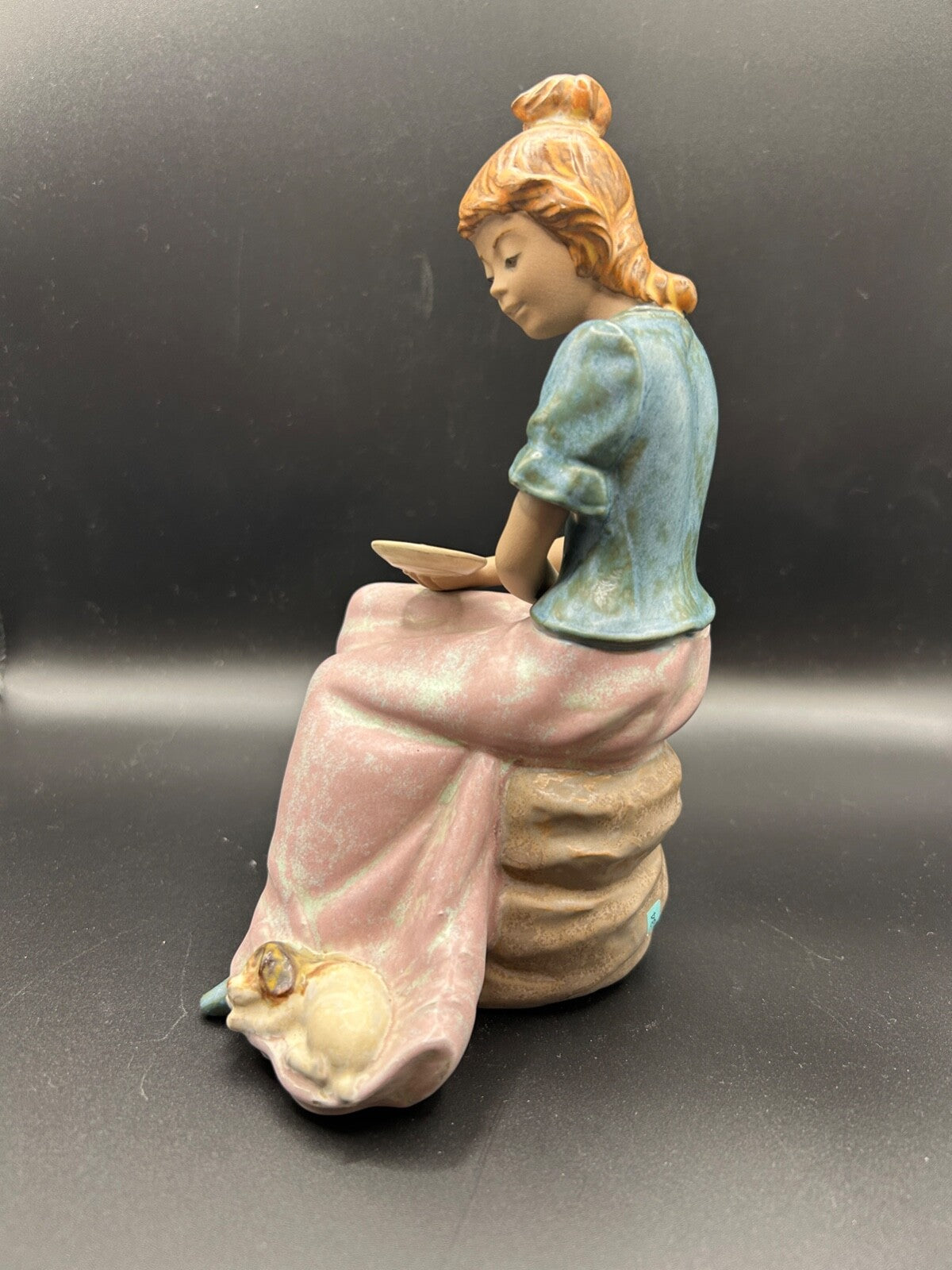 NAO Lladro 1024 "Girl's Best Friend" girl with puppy & milk GRES Finish Dog