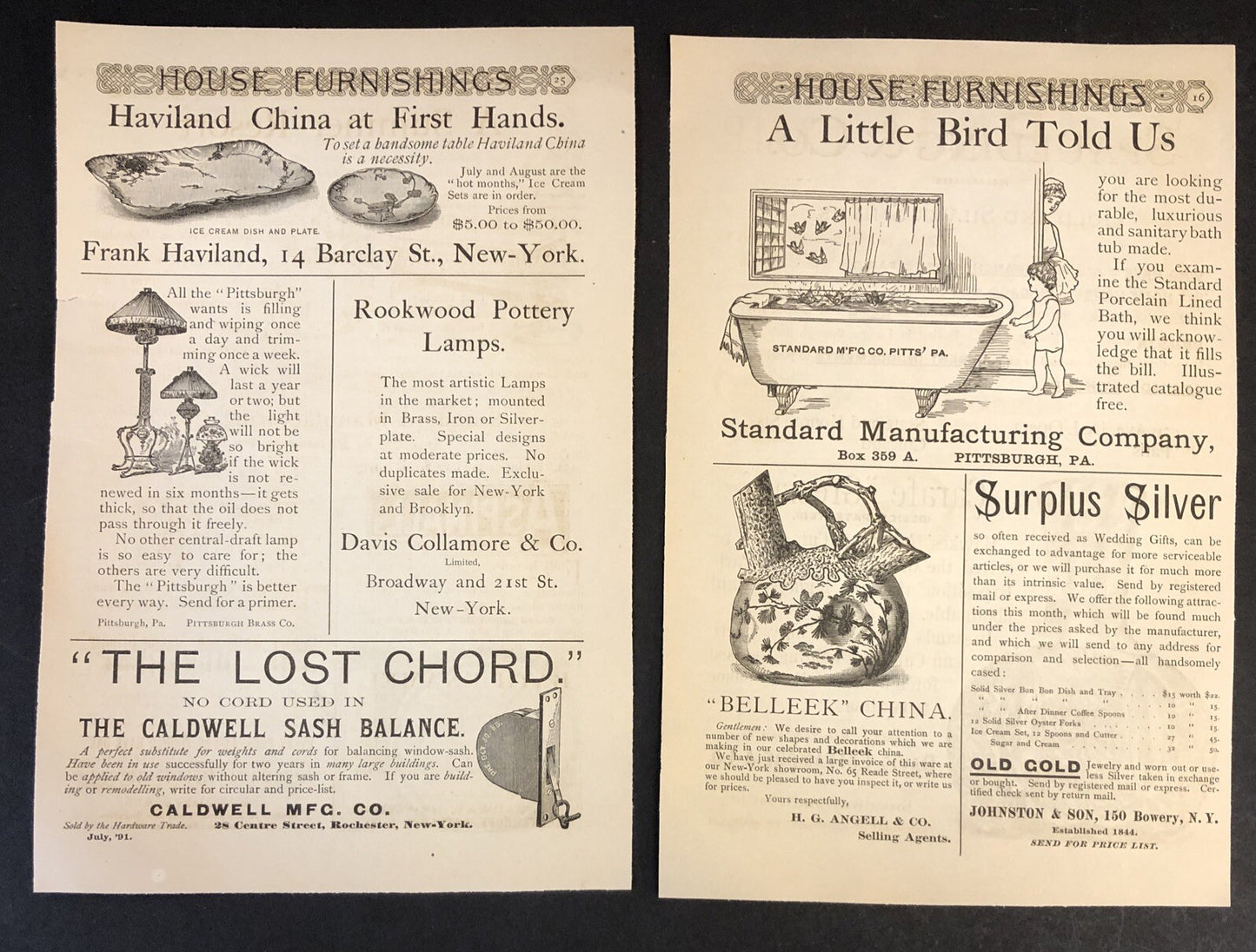 Household Lamps China Clocks 13 pages - 1891 Harpers Magazine Advertisements Ads