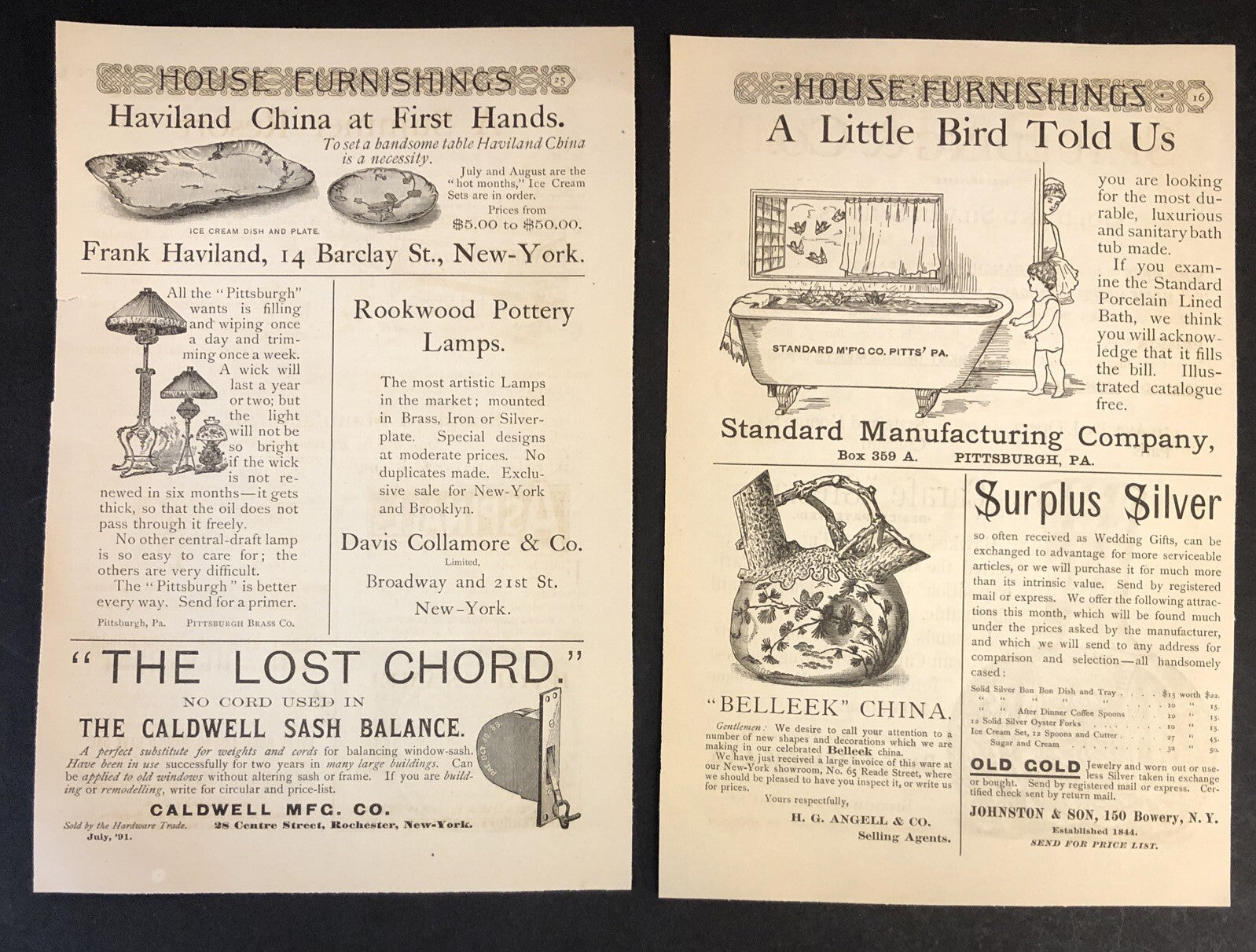 Household Lamps China Clocks 13 pages - 1891 Harpers Magazine Advertisements Ads