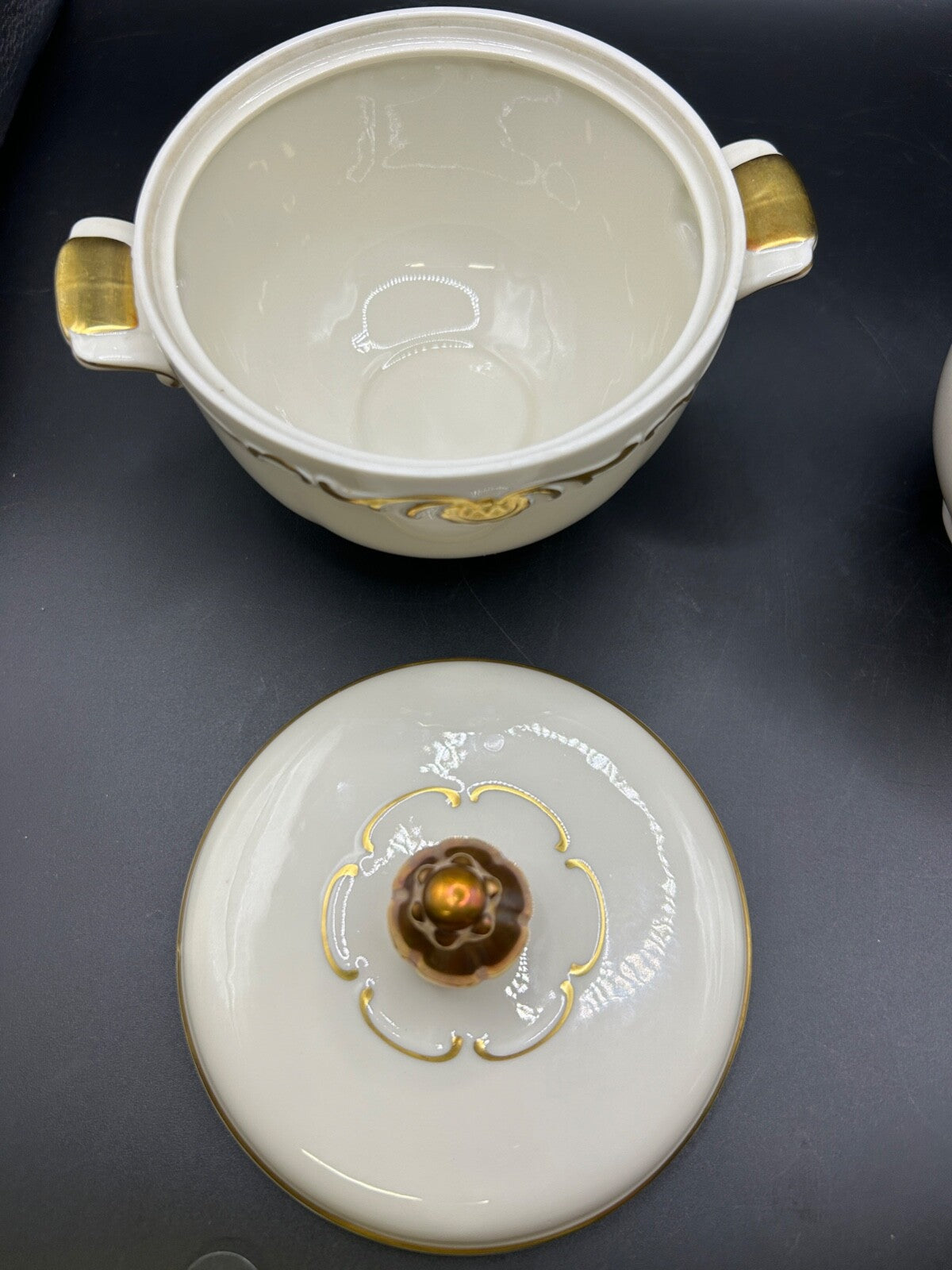 RARE Waldershof Bavaria Germany Sugar and Creamer with Gold Rim