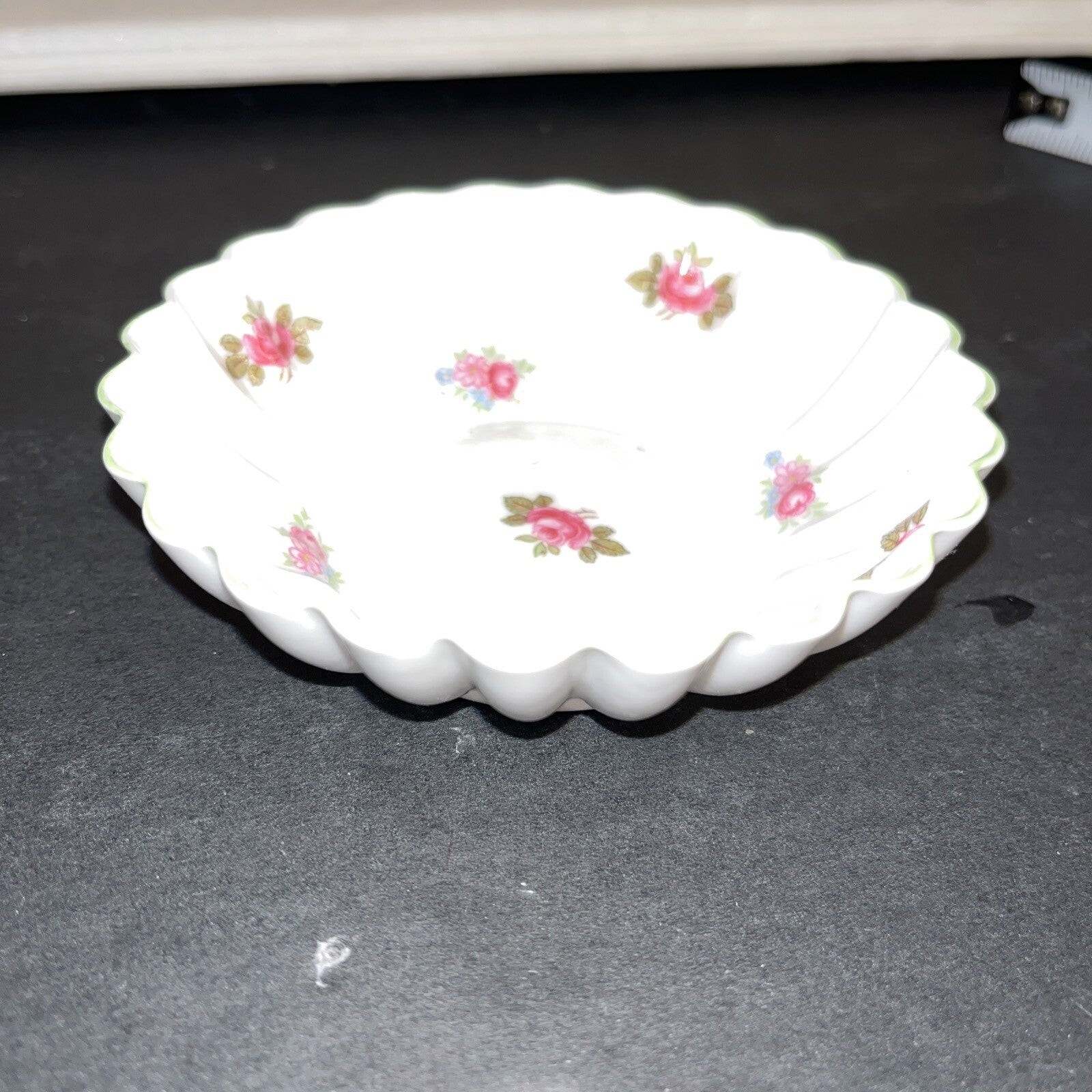 Shelley England Pink/red Floral Bone China Trinket Dish  or Pin Tray