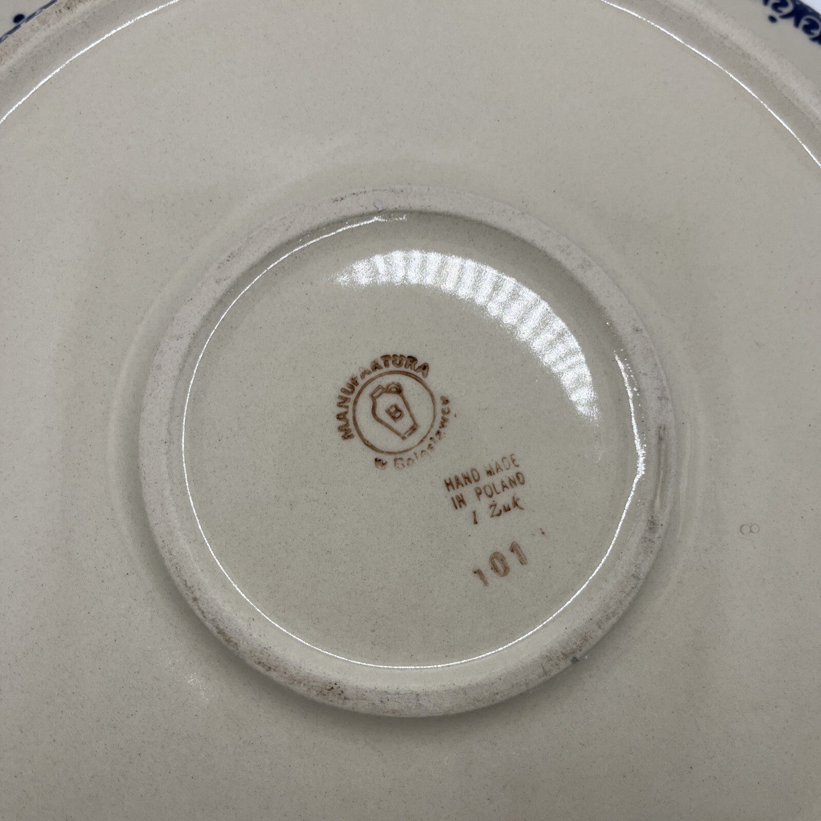 Boleslawiec Polish Pottery 13" Large Serving Dish Scalloped Round  Flowers