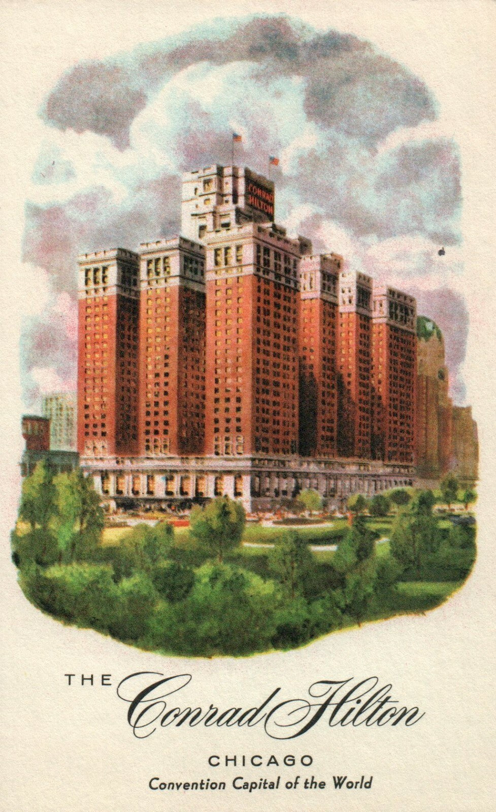 Convention Capital Conrad Hilton Chicago Hotel Motel Postcard