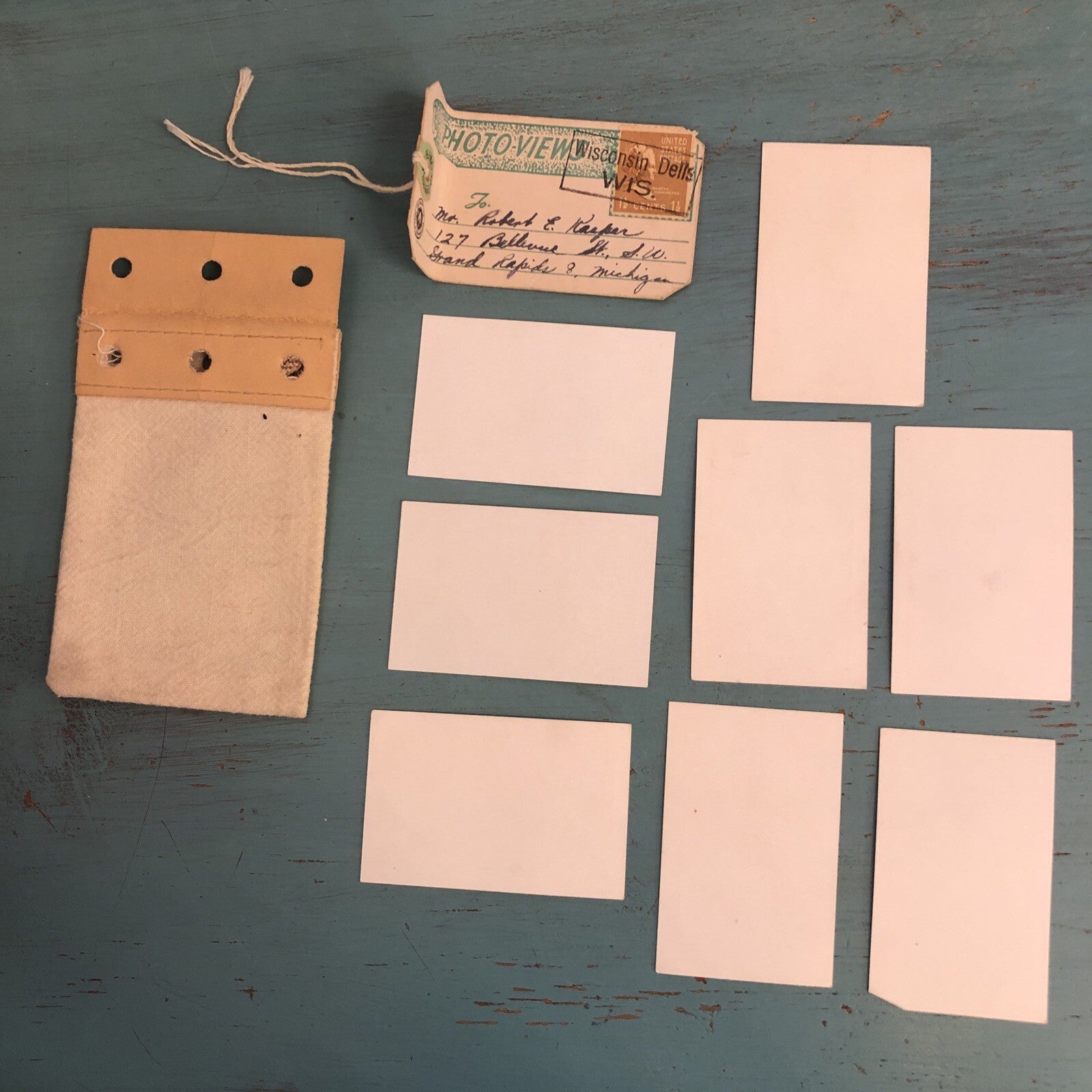 Souvenir Mini Photo View Cards Black & White in US Mail Bag Wisconsin Dells WI