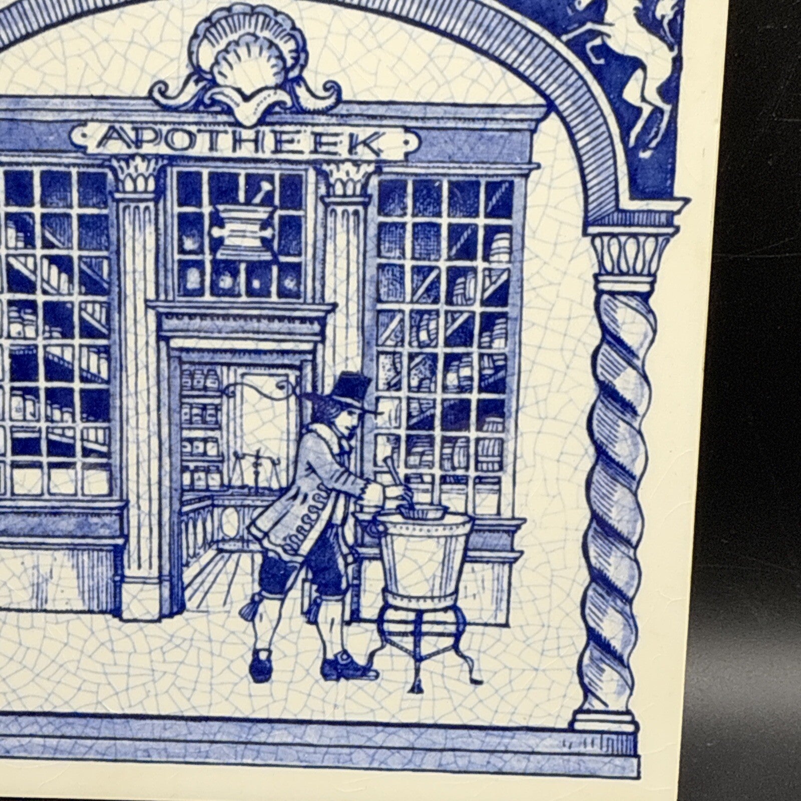 Delft Tile Schoonhaven Holland Vintage Tile Delft Blue White Pharmacy Drug #6