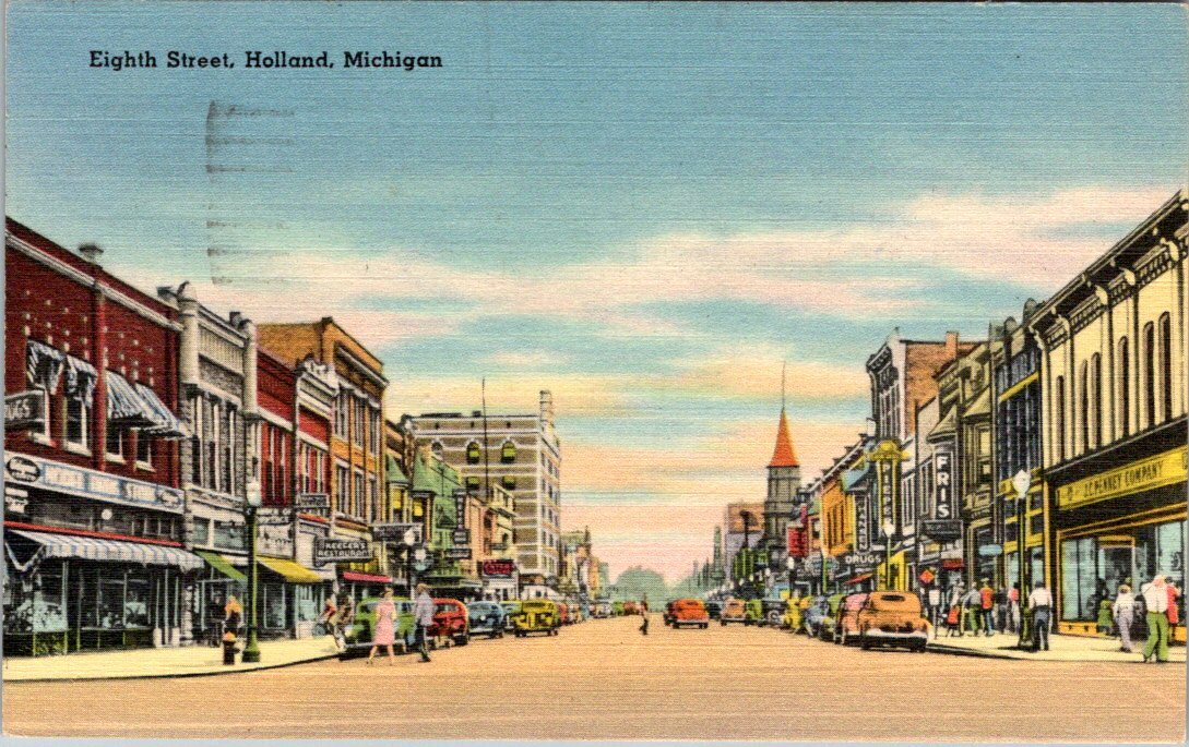 Eighth Street Holland MI Michigan Mich 79459 Postcard