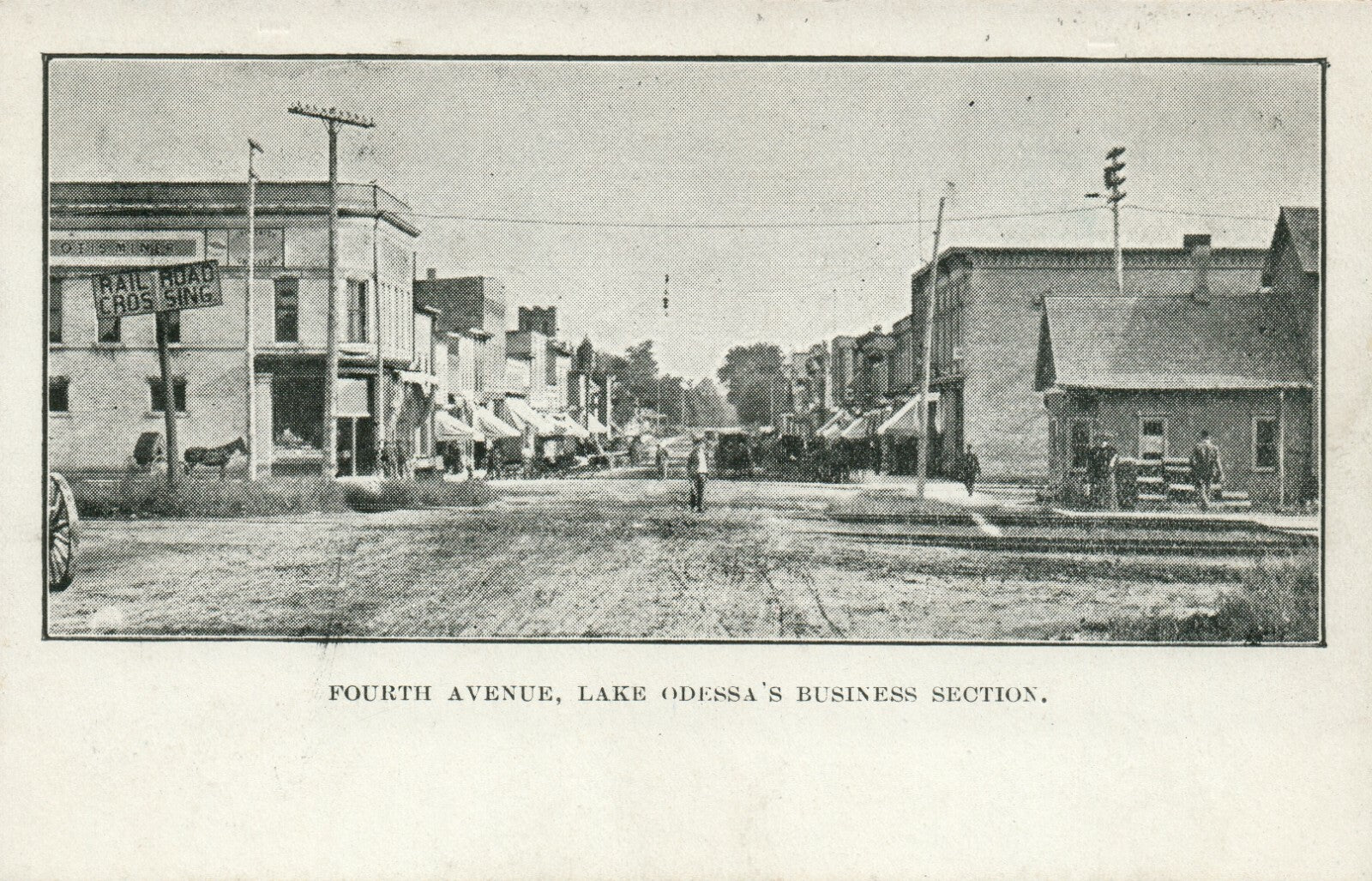 Pre 1907 Lake Odessa Fourth Avenue Business Section Mich Michigan MI  Postcard