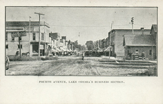 Pre 1907 Lake Odessa Fourth Avenue Business Section Mich Michigan MI  Postcard