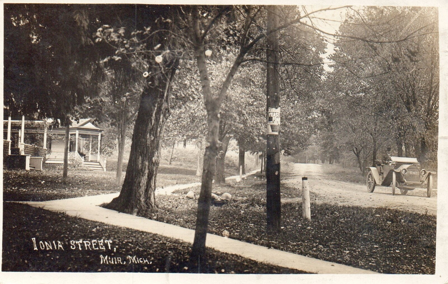Ionia Street in Old Car Muir MI Mich Michigan Postcard Real Photo