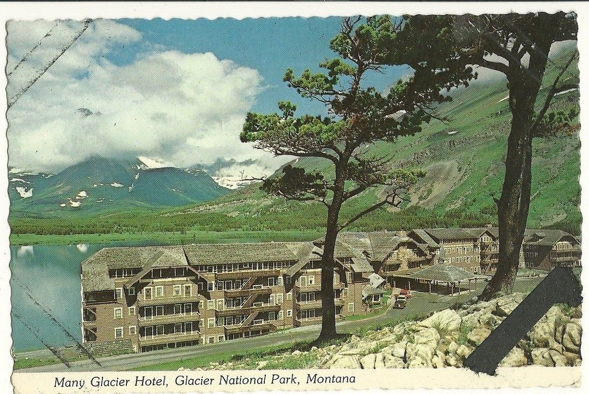 Many Glacier Hotel Glacier National Park Montana Post Card Swiftcurrent Lake