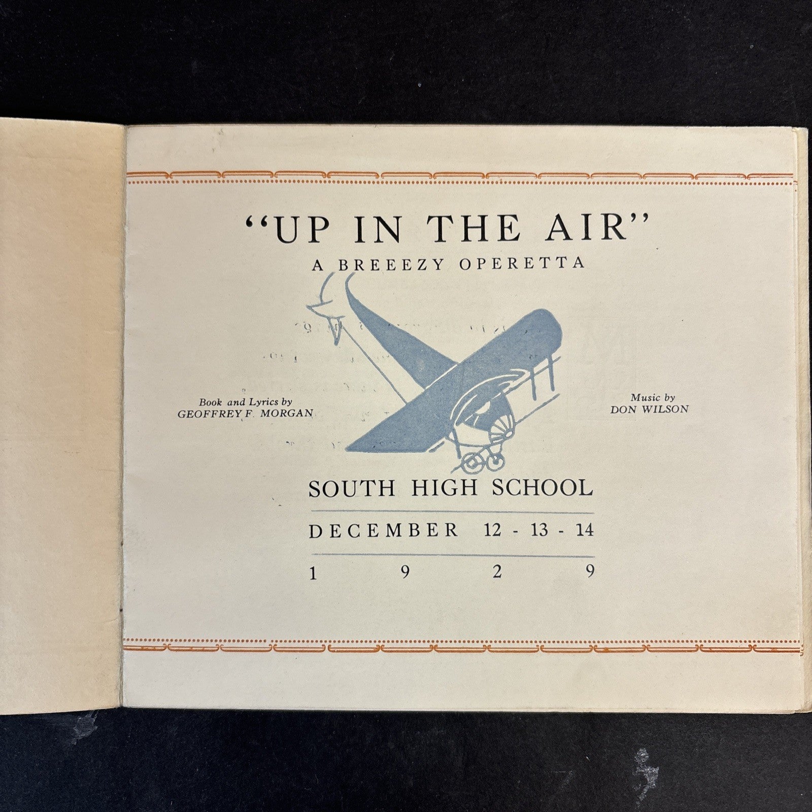 Up in the Air Operetta Play South High School in Grand Rapids Michigan 1929