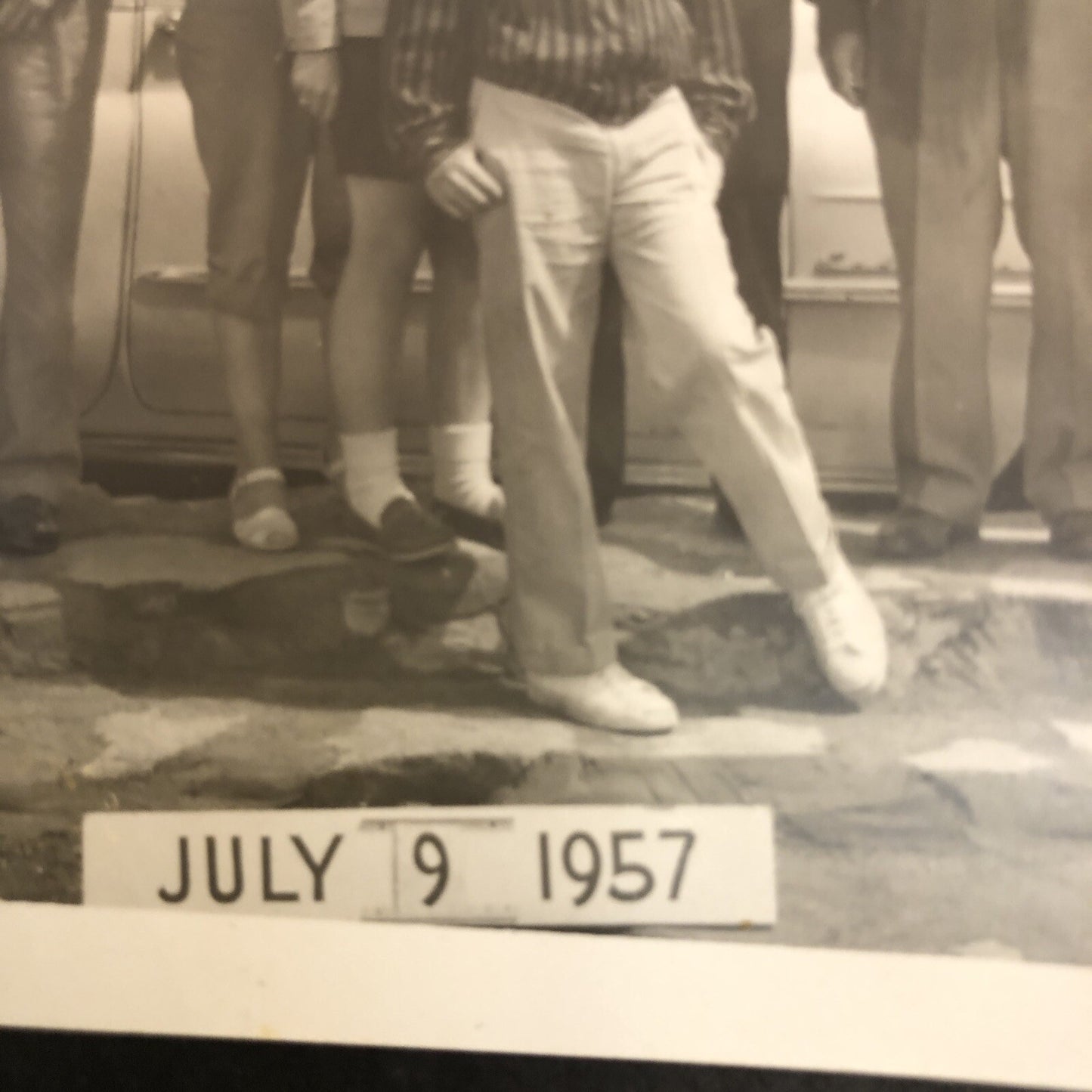 Real Photo Summit Pikes Peak 9 People Stand by Cadillac car dated July 9 1957