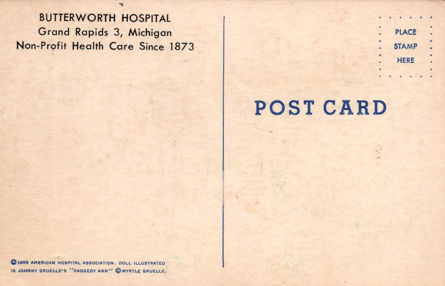 Butterworth Hospital Child Nurse Cap Doll Grand Rapids MI Michigan Postcard