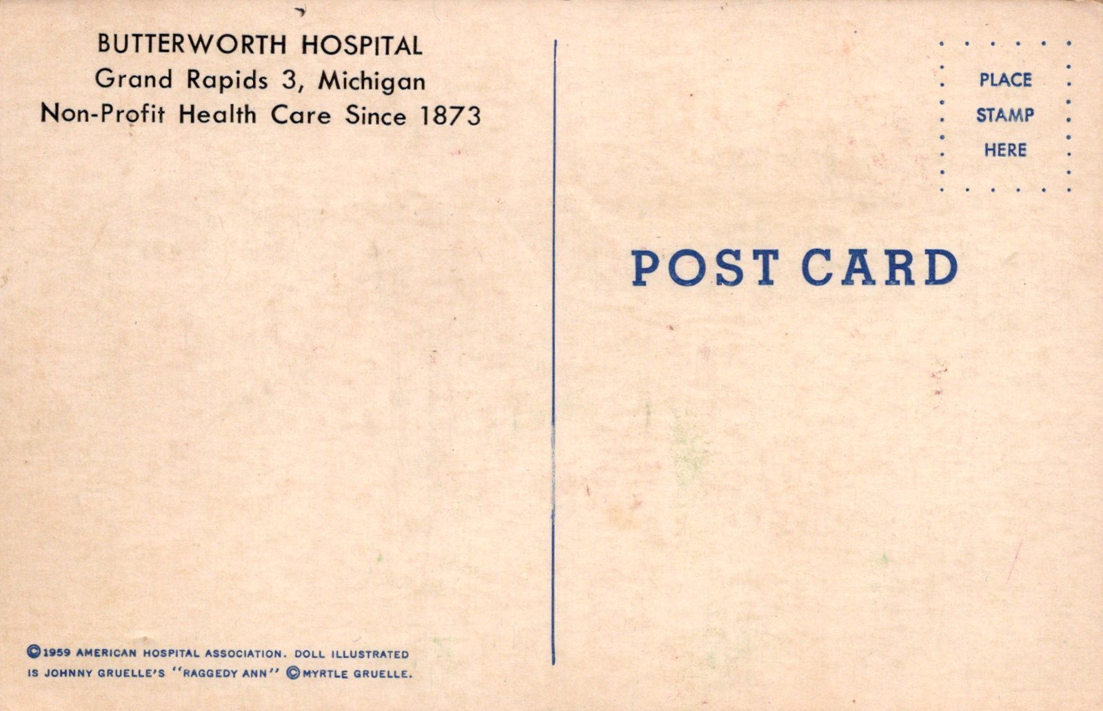 Butterworth Hospital Child Nurse Cap Doll Grand Rapids MI Michigan Postcard