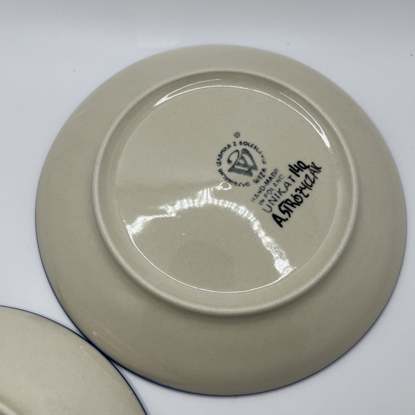 Unikat 2 Polish Pottery  Handmade Trivet R. Zarzycka 7.5” Salad Plate