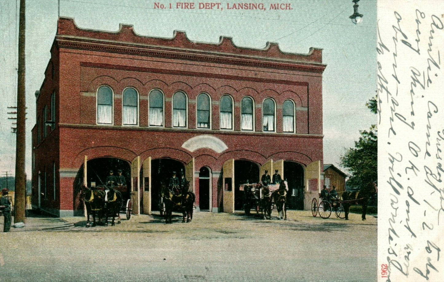 Real Photo Fire Department No.1 Lansing Michigan MI Postcard 