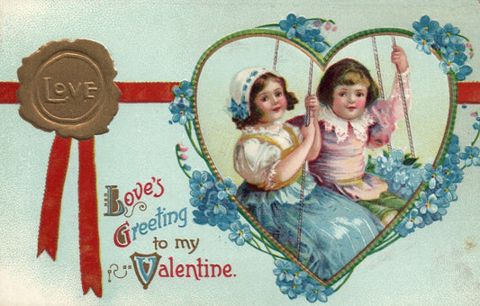 Artist Signed Ellen Clapsaddle Valentine International Art Children on swing 1