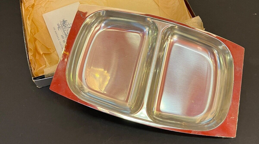 Vintage Borgholm Swedish Stainless Steel divided Vegetable Dish