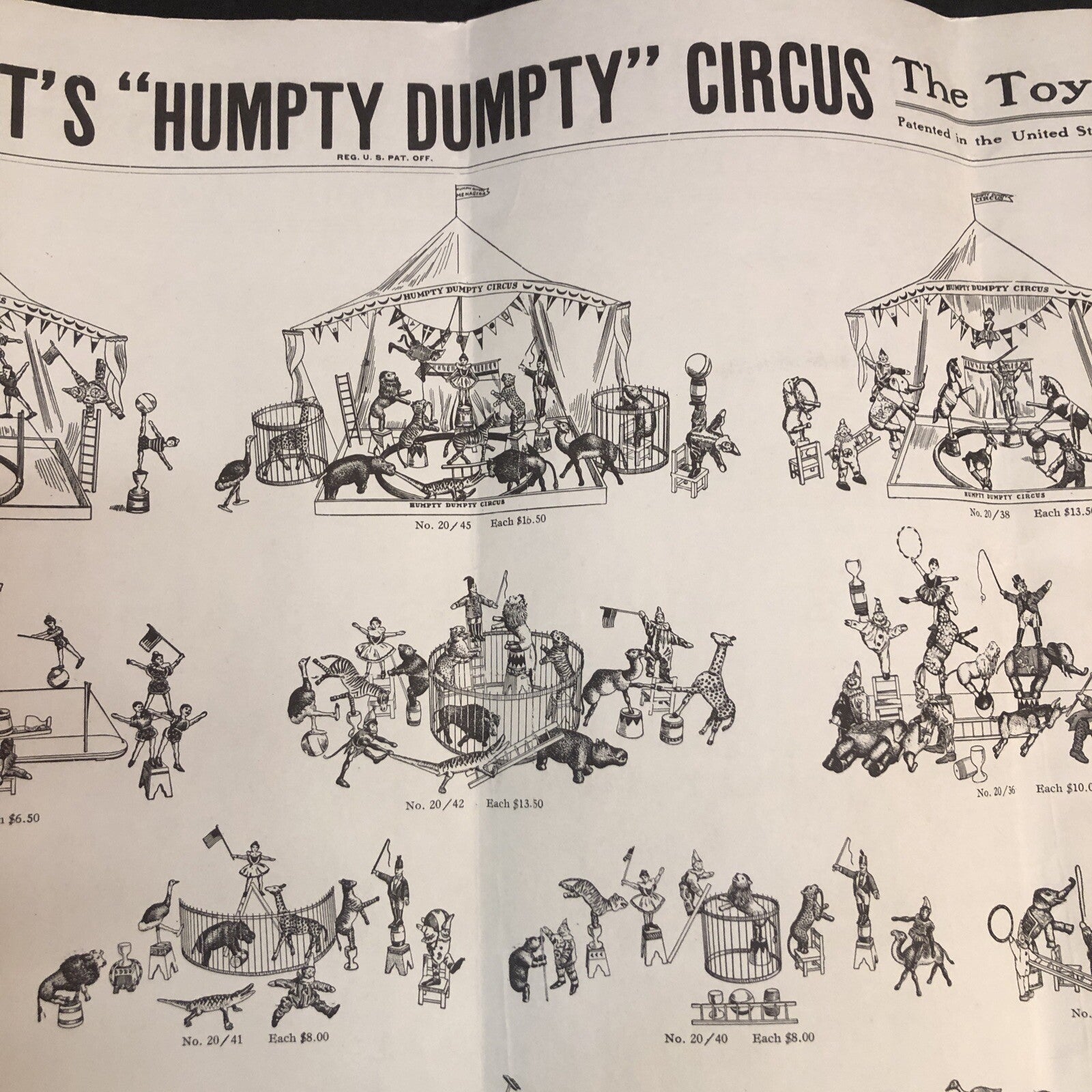 Schoenhut's "Humpty Dumpty" Circus Vintage 1975 Reprint FLYER/ ADVERTISEMENT