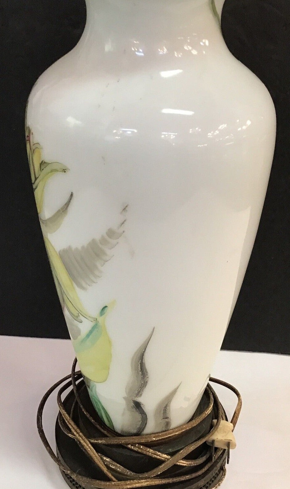 1930's Art Deco art nouveau26.5" Rare Hand Painted  Lamp Works