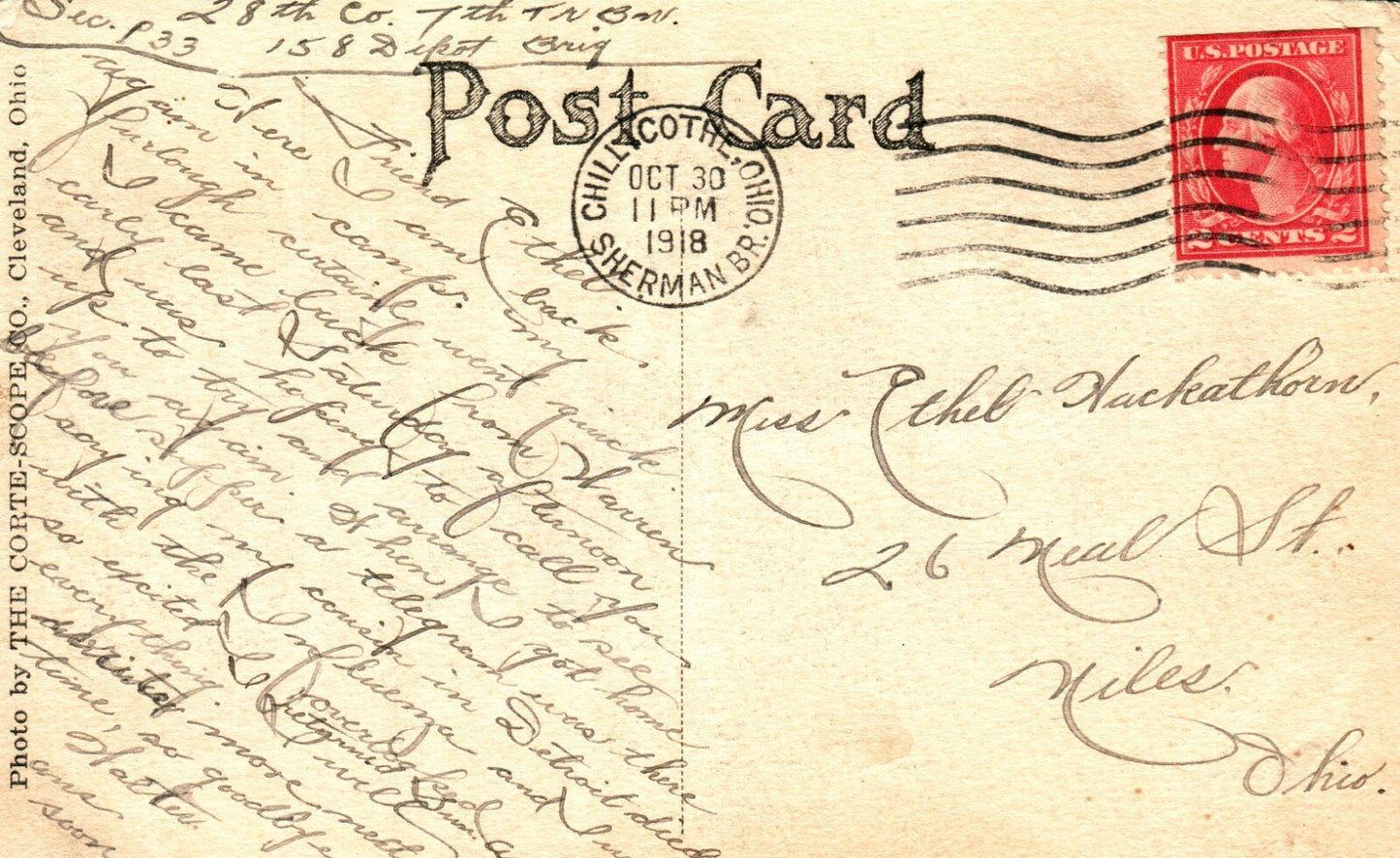 Sports 1918 Captains Football Camp Sherman Chillicothe Ohio  OH Postcard