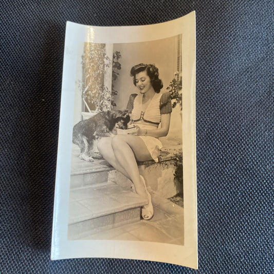 Real Photo  Ann Rutherford With Dog  2.5" x 4" Hollywood Movie Star Fan Club
