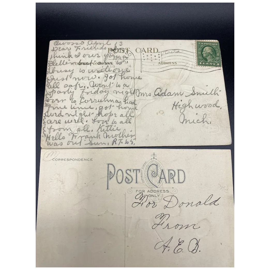 Lot of Three Easter Bunny & Chicks Easter Greetings Vintage Easter Postcards