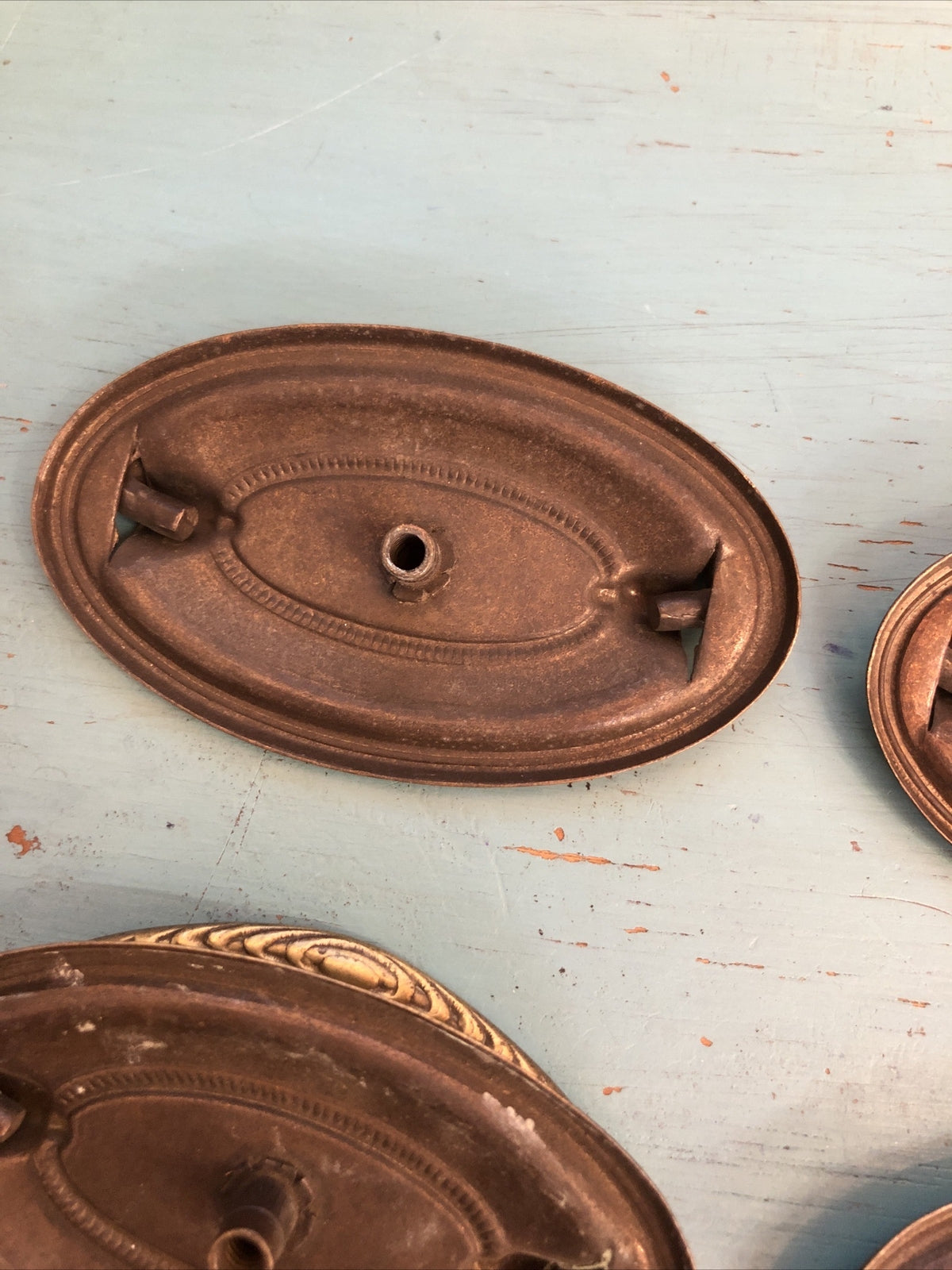 Lot of 4 Vintage ANTIQUE BRASS OVAL PULL HANDLES