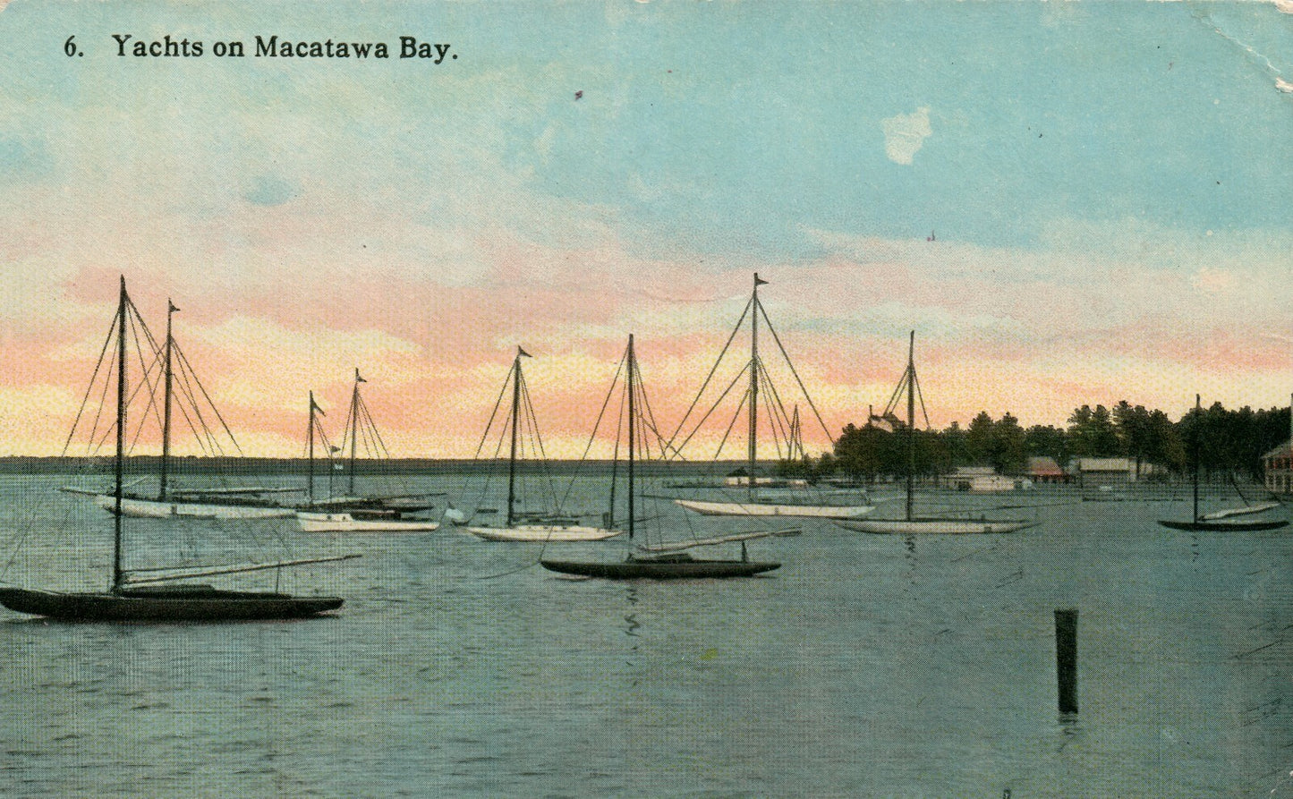 Printed Photo Yachts on Macatawa Bay Holland MI Michigan Mich Postcard 