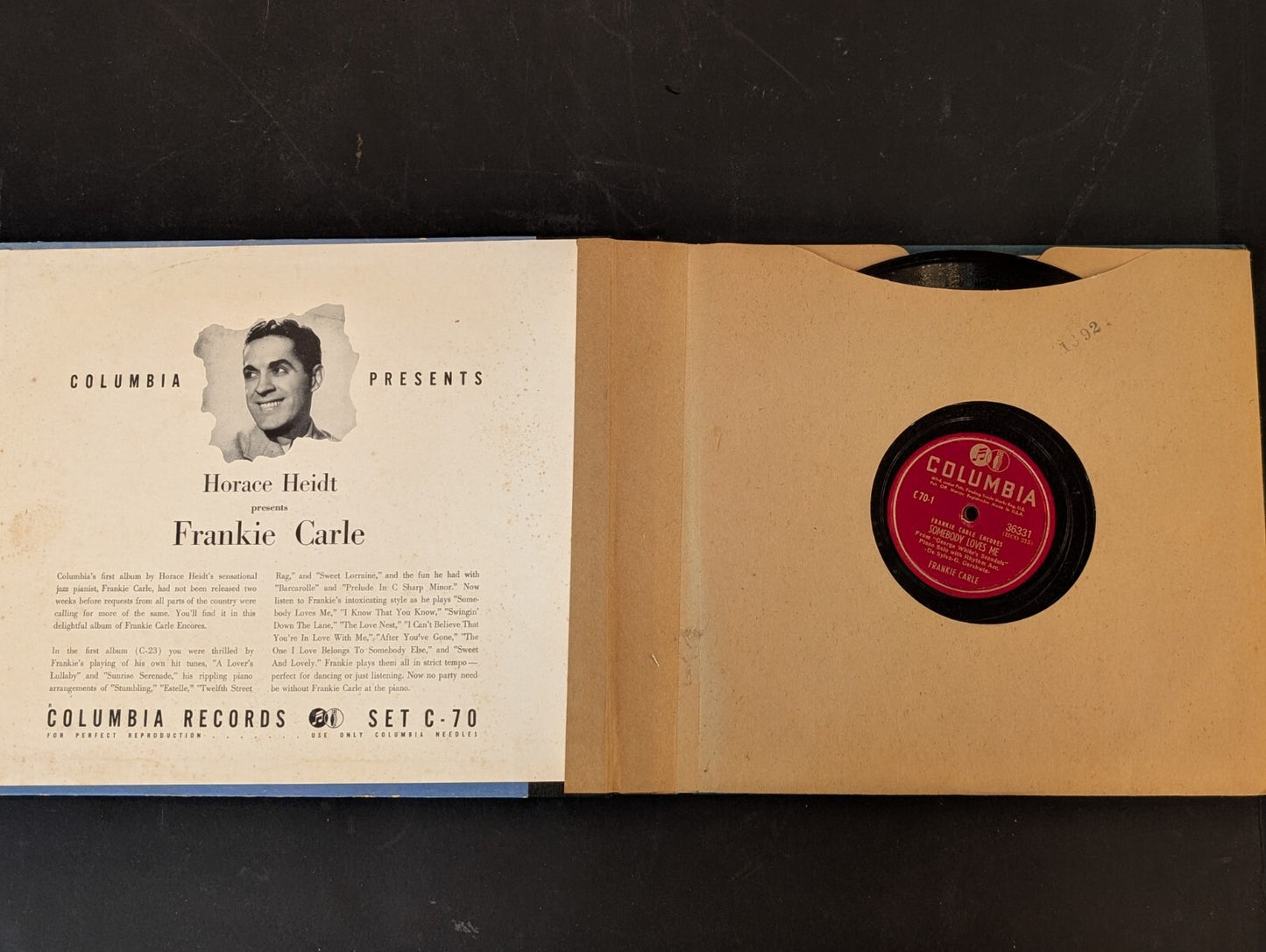 FRANKIE CARLE ENCORES 4 RECORD SET 78 rpm Columbia Records Set C-70 SIGNED