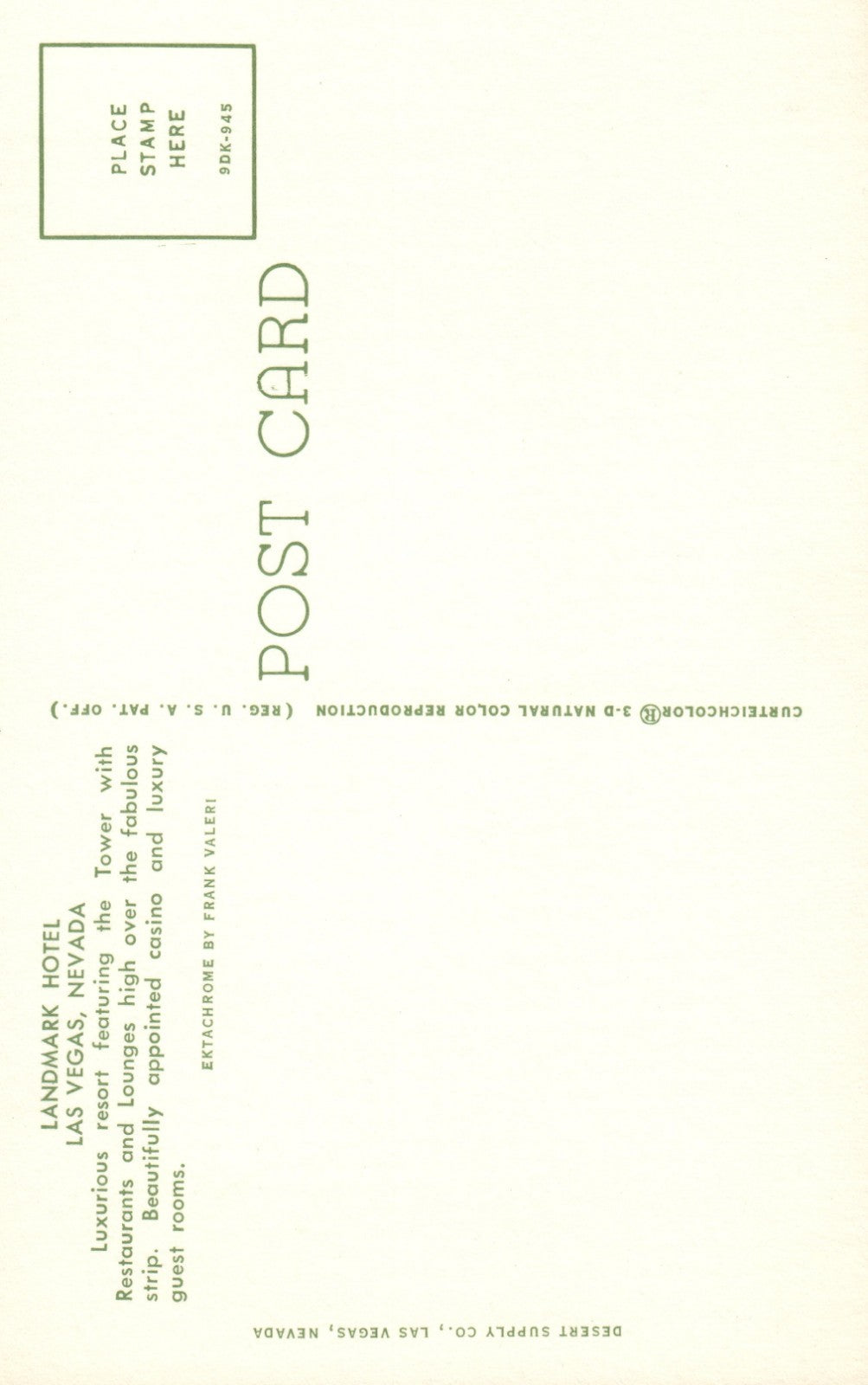 Landmark Hotel Tower restaurant Lounge Las Vegas Strip Nevada NV Postcard