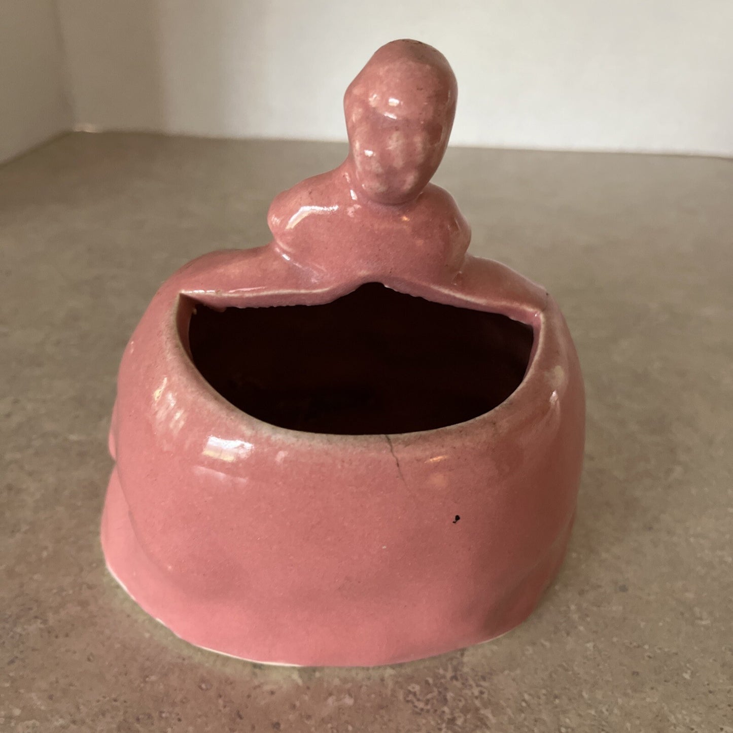 Vtg Southern Belle Planter Girl Cotillian Ruffles Rose Pink Lady Vase 5.5"