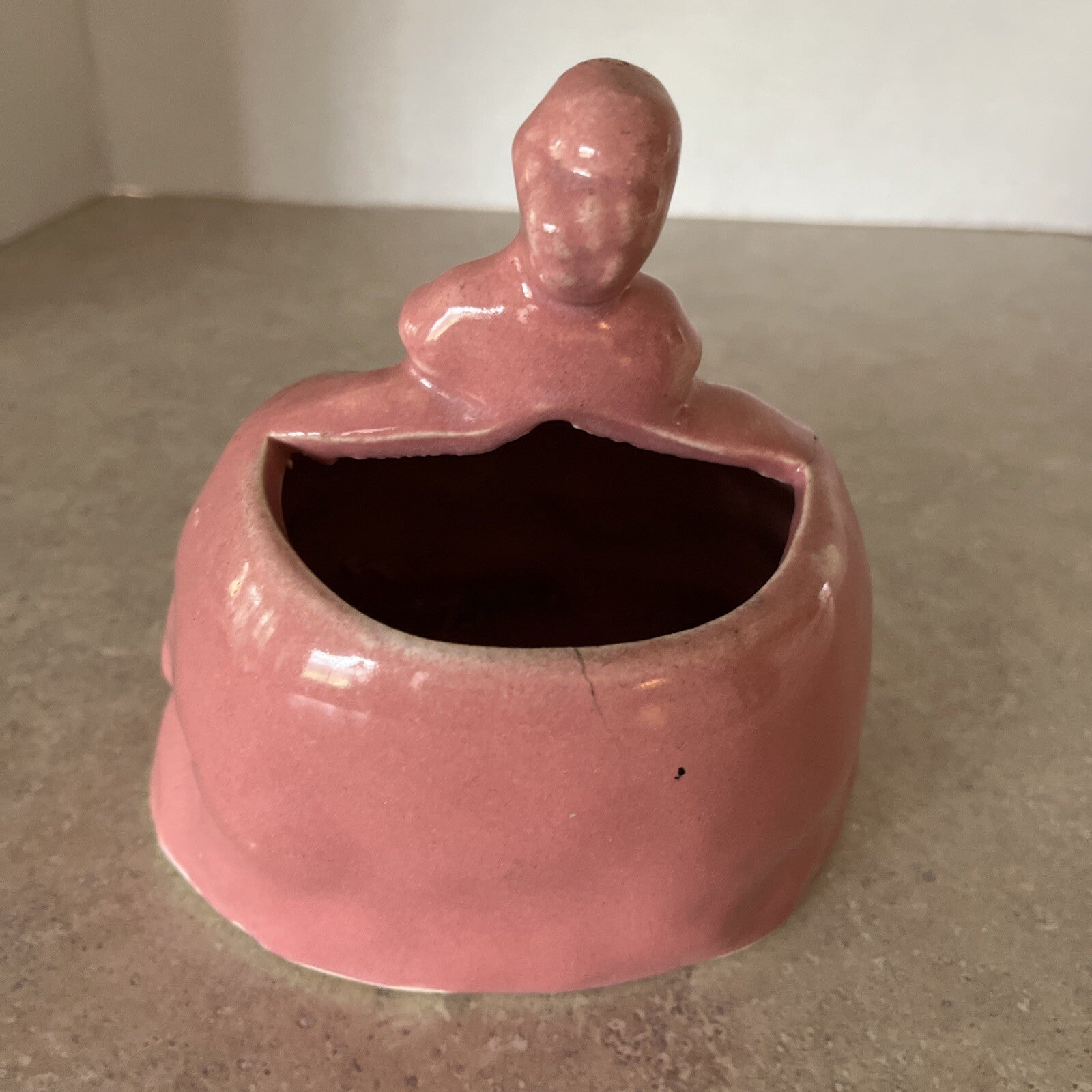 Vtg Southern Belle Planter Girl Cotillian Ruffles Rose Pink Lady Vase 5.5"