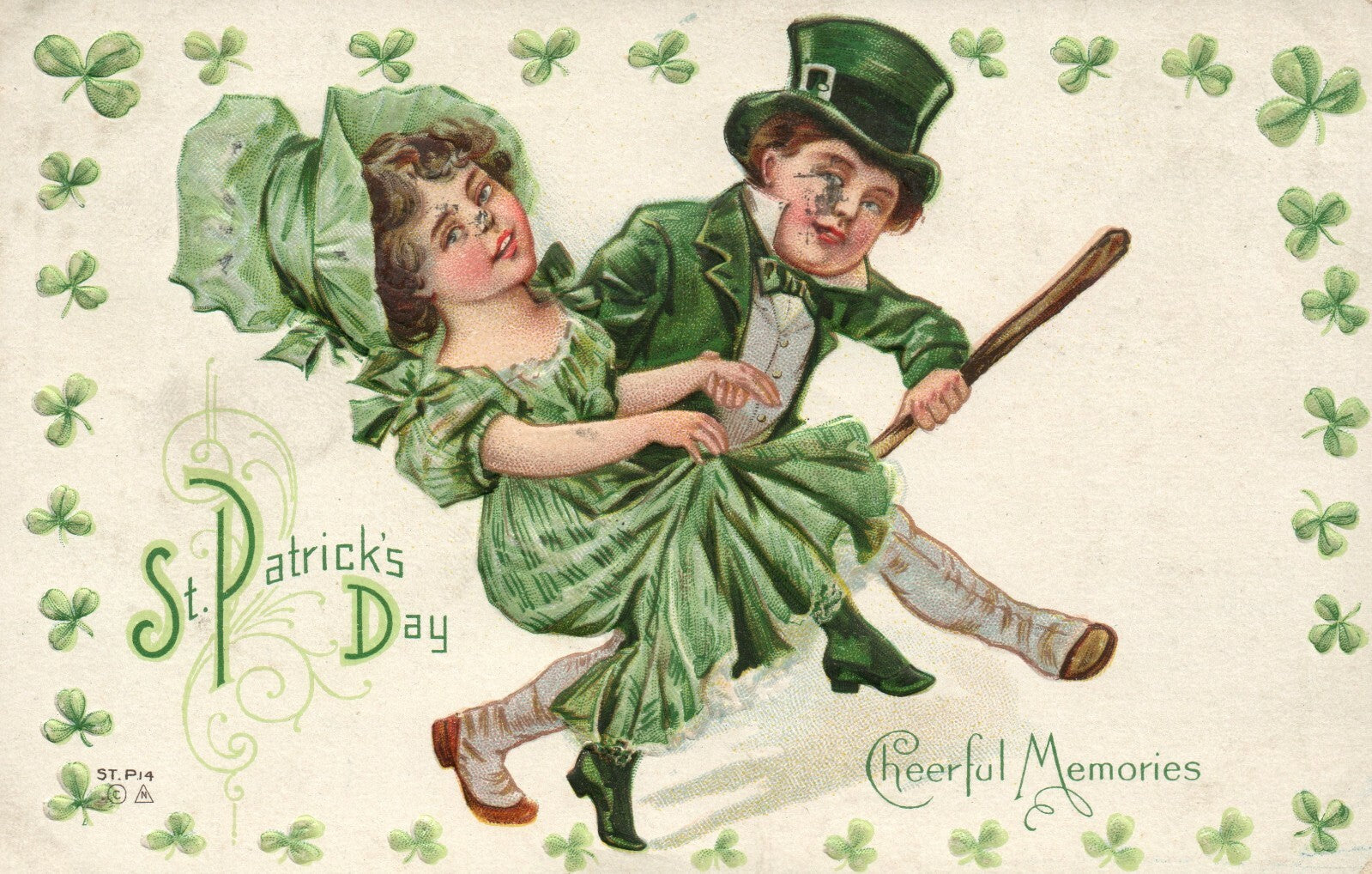 Nash Cheerful Memories St Patrick's Day Irish Couple Dancing Postcard ST.P14