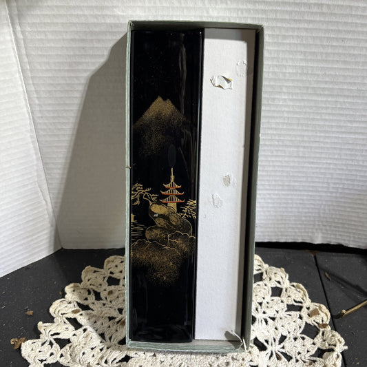 Vintage Chopsticks 5 Pairs Inlays in Lacquer Case