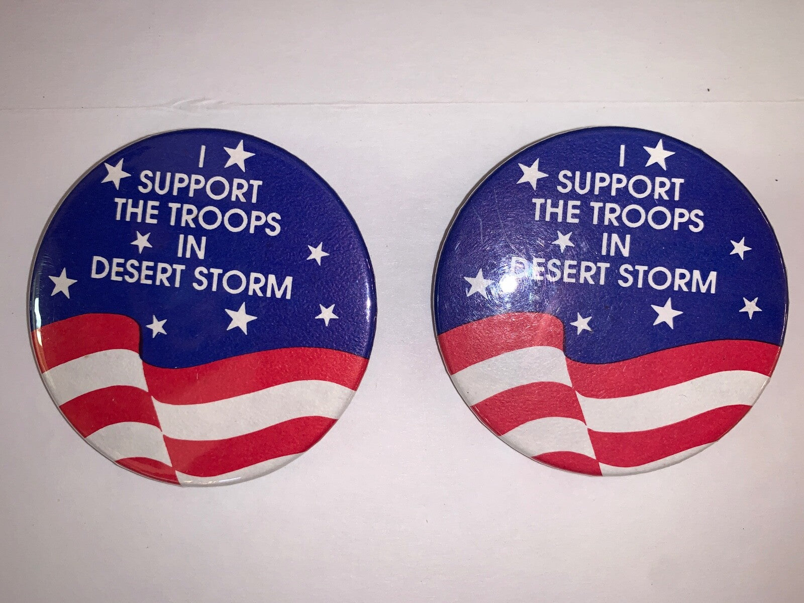 Lot of 3 I Support the Troops in Desert Storm 1991 Pinback