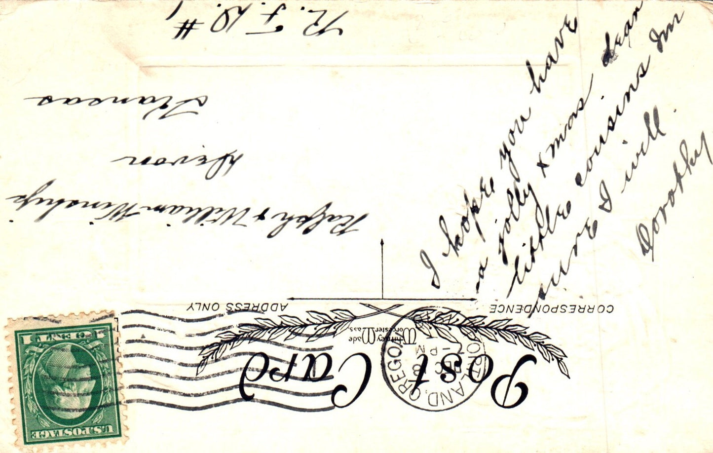 Children with Dog in Snow Wishing You Joy & Happiness Vintage Christmas Postcard