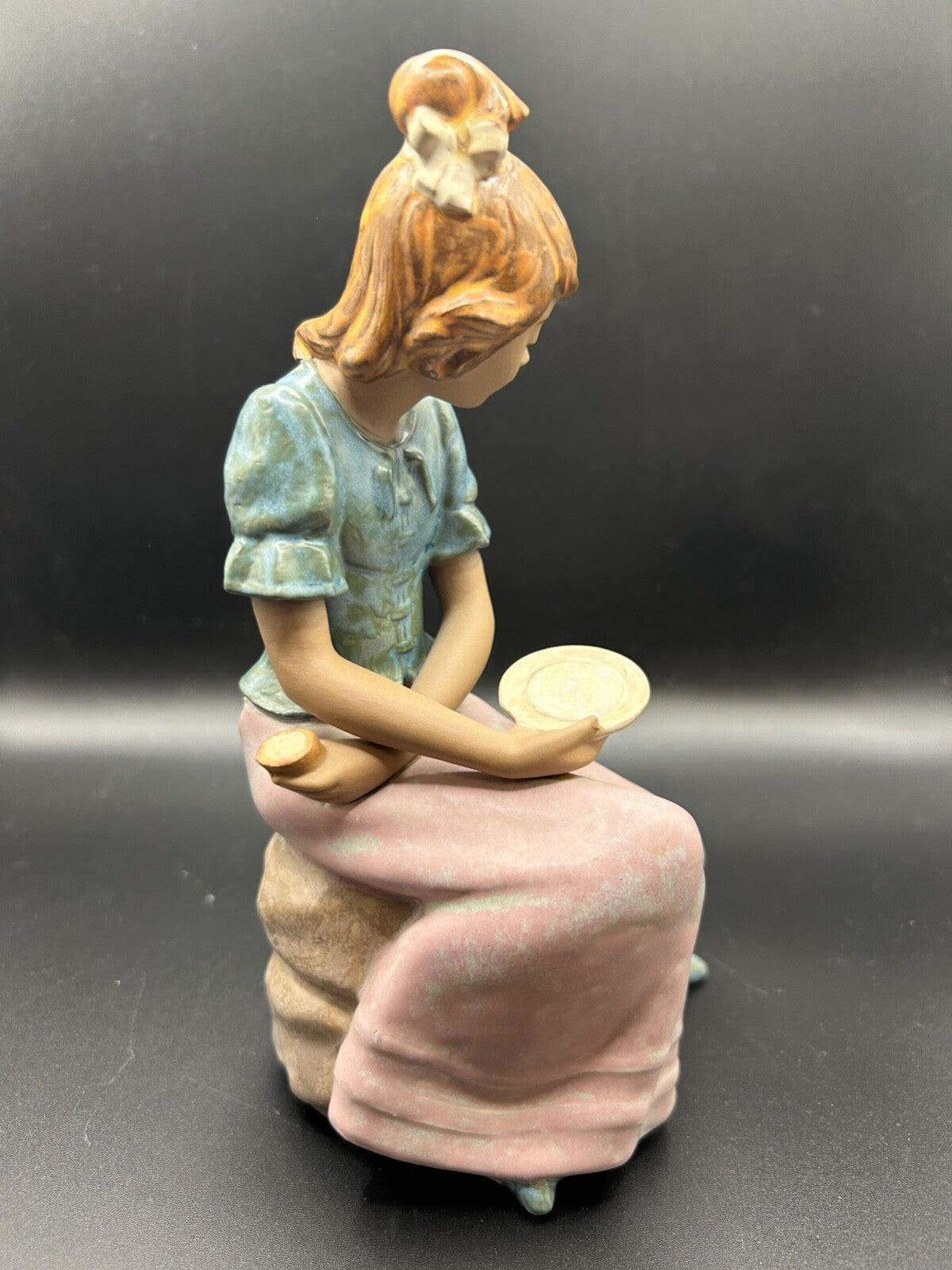 NAO Lladro 1024 "Girl's Best Friend" girl with puppy & milk GRES Finish Dog