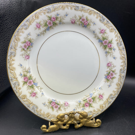 7.5" Noritake China Somerset SALAD Plate Floral Design with Gold Trim Vintage