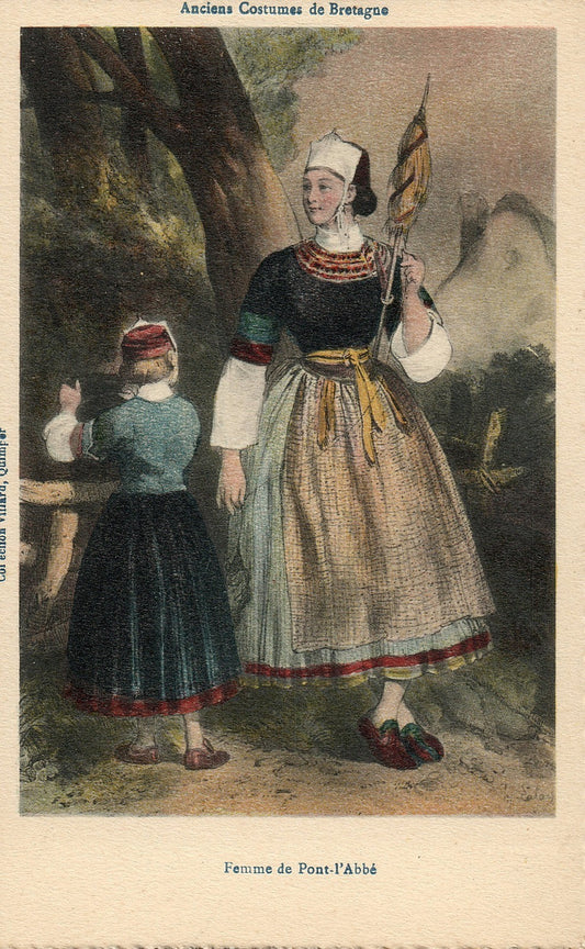 Anciens Costumes de Bretagne French France Folklore Costume Vintage Postcard