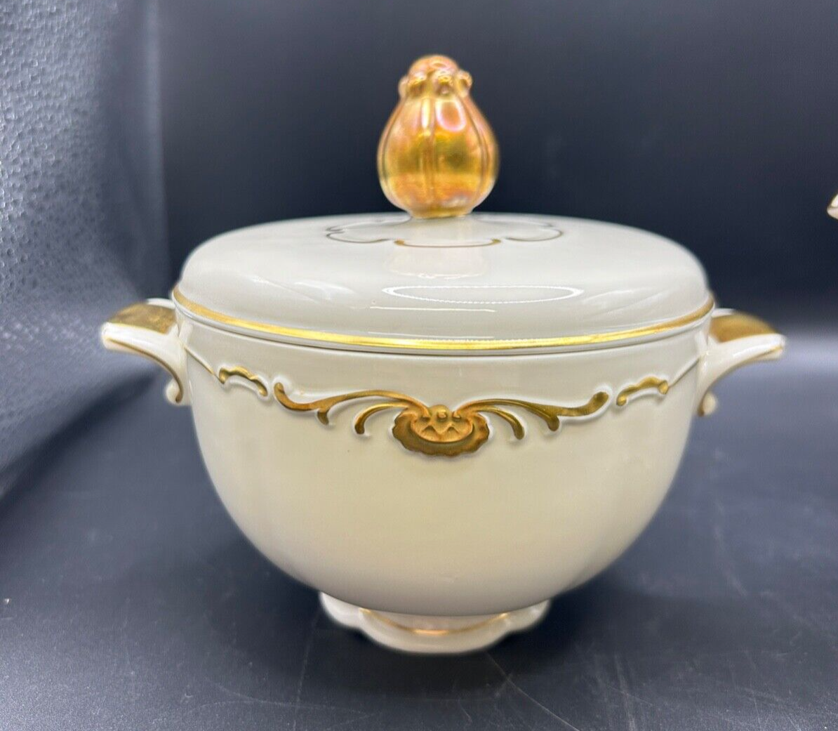 RARE Waldershof Bavaria Germany Sugar and Creamer with Gold Rim